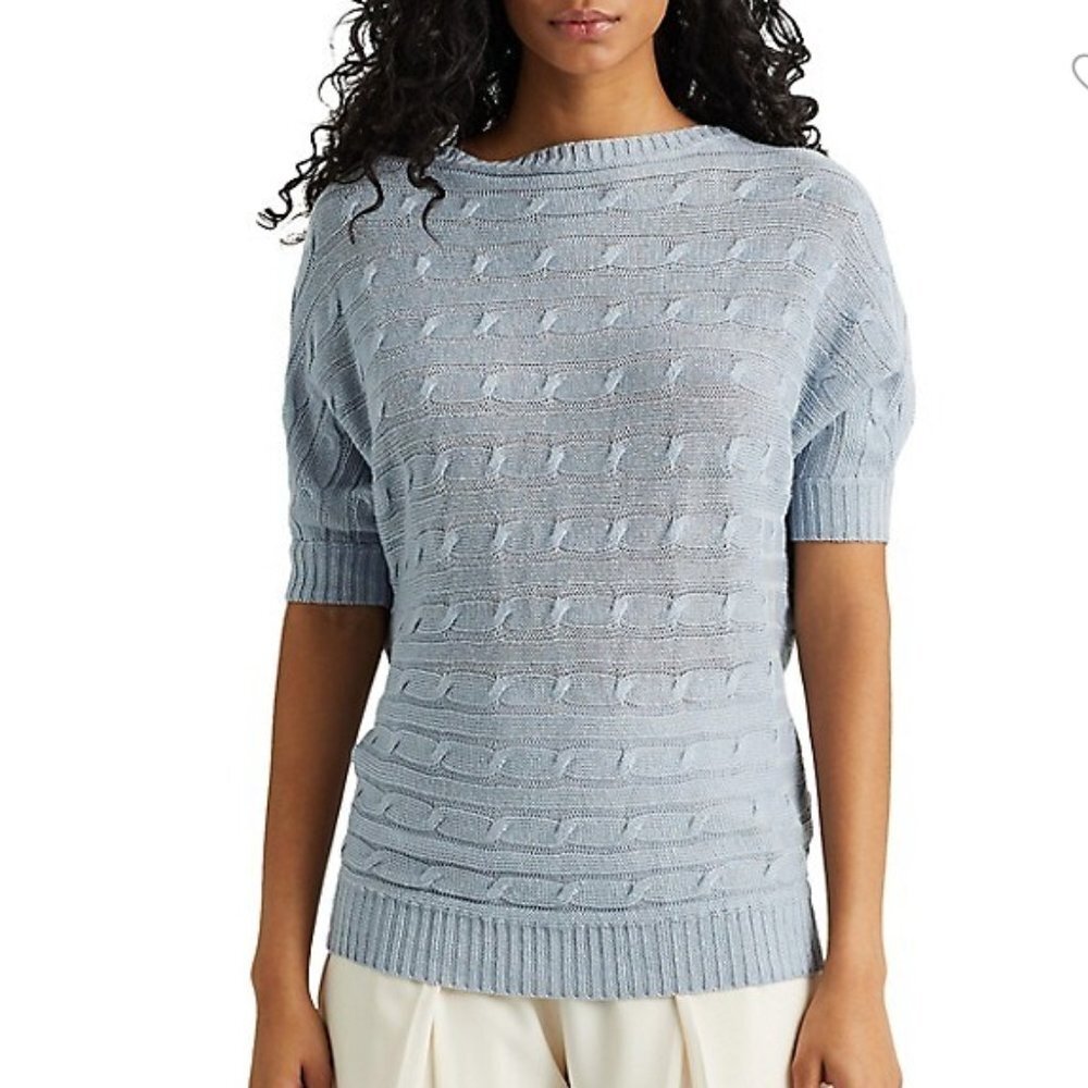 Lauren Ralph Lauren Women's Linen Cable-Knit Sweater - XL